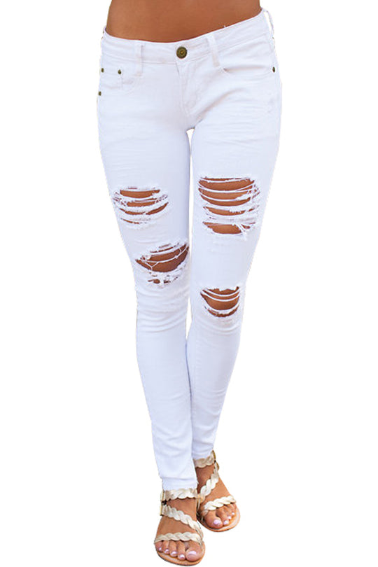 Jeans skinny cu talie inalta si model taiat CL662-2