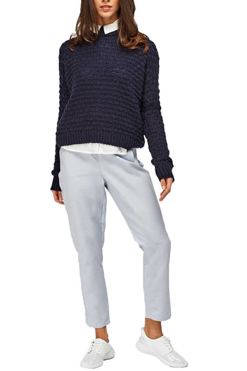 Pantaloni gri casual stil tigareta cu buzunare in fata CL734-18