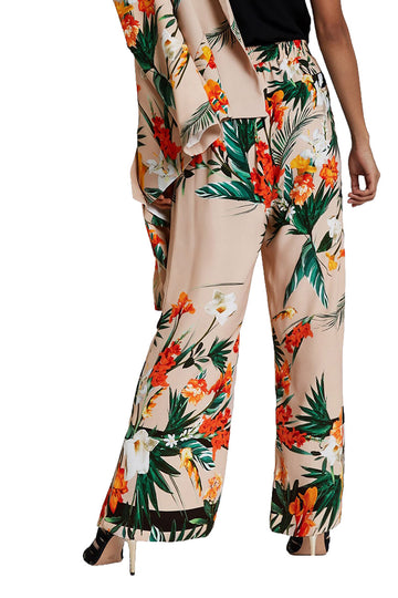 Pantaloni lungi cu imprimeu floral si talie inalta CL764-153