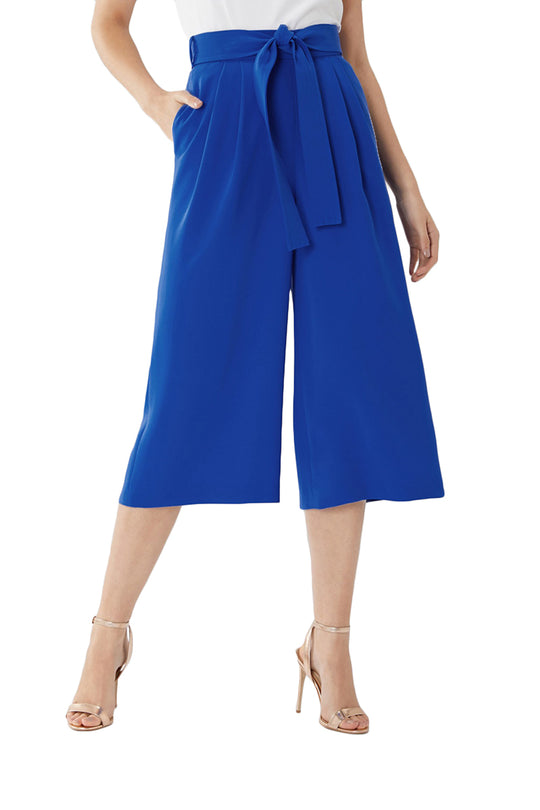 Pantaloni trei sferturi eleganti accesorizati cu cordon in talie CL774-4