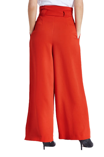 Pantaloni stil Palazzo cu talie inalta accesorizata cu cordon CL796-19