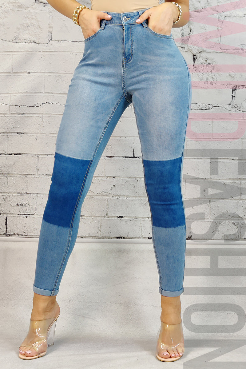 CL812RR-411 Jeans skinny cu talie inalta accesorizati