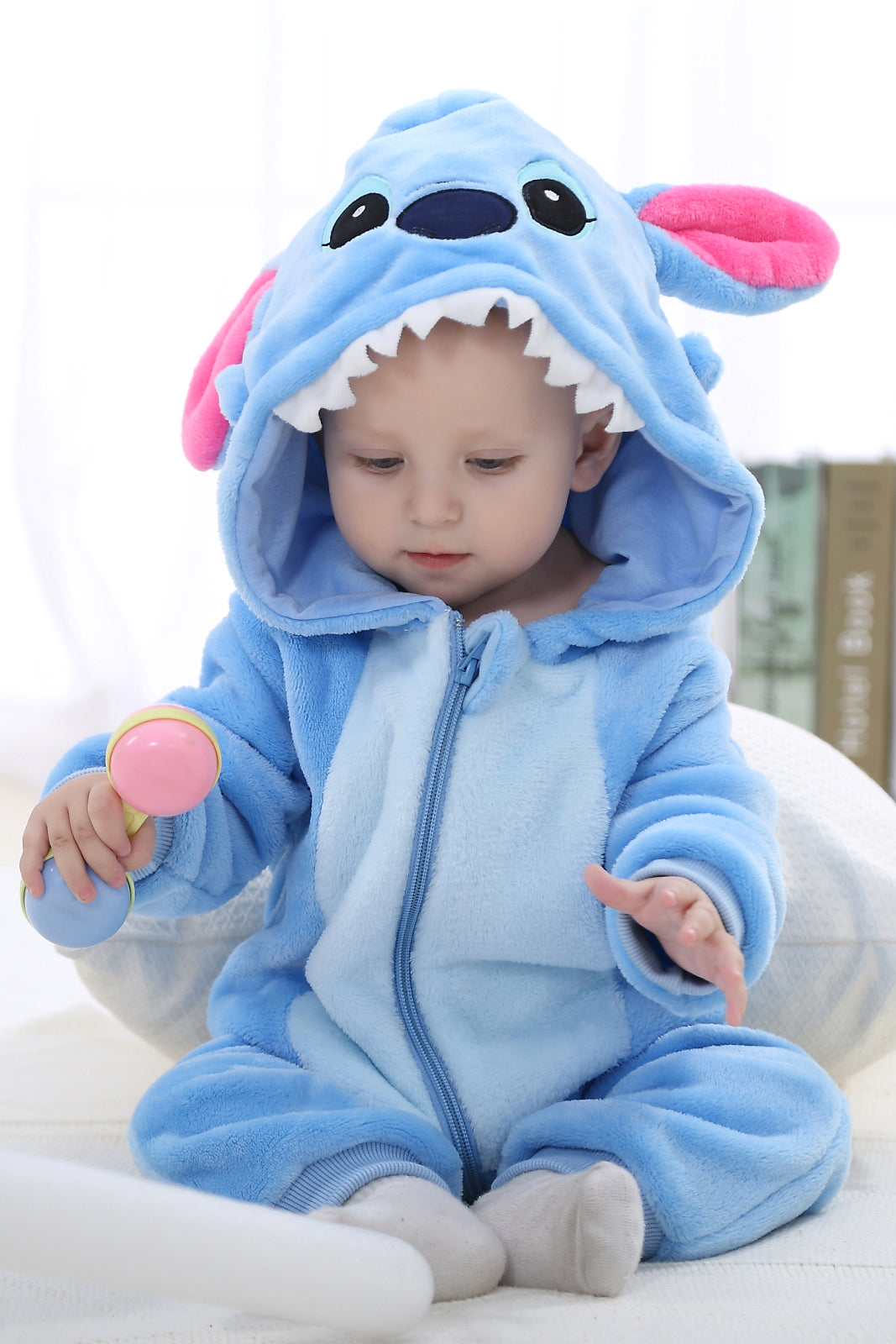 Pijama kigurumi pentru bebelusi tip salopeta din material moale si pufos CLD123-4