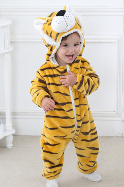 CLD128-9 Pijama kigurumi pentru bebelusi tip salopeta din material moale si pufos