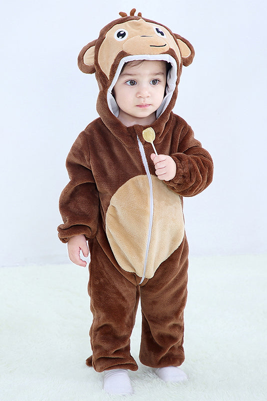 Pijama kigurumi pentru bebelusi din material moale si pufos CLD132-8