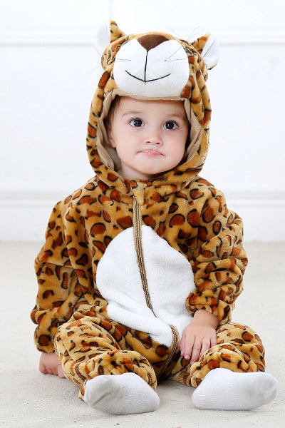 Pijama kigurumi pentru bebelusi tip salopeta din material moale si pufos CLD135-99