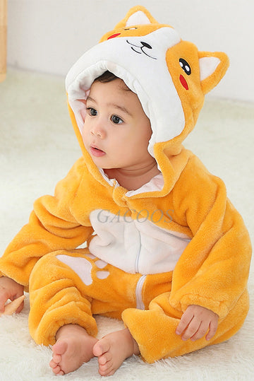 Pijama kigurumi pentru bebelusi tip salopeta din material moale si pufos CLD138-9