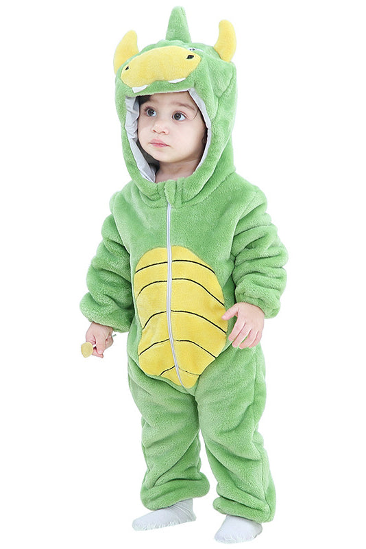 Pijama kigurumi pentru bebelusi tip salopeta din material moale si pufos CLD142-129