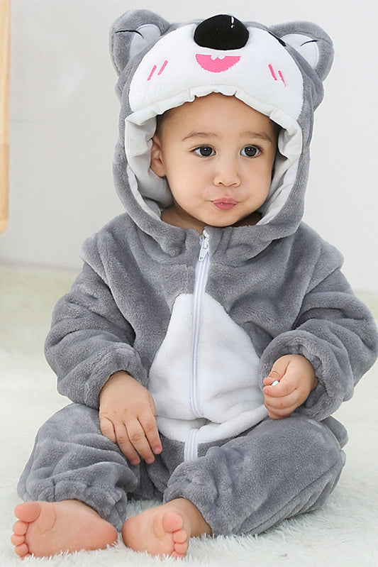 Pijama kigurumi pentru bebelusi tip salopeta din material moale si pufos CLD144-1822