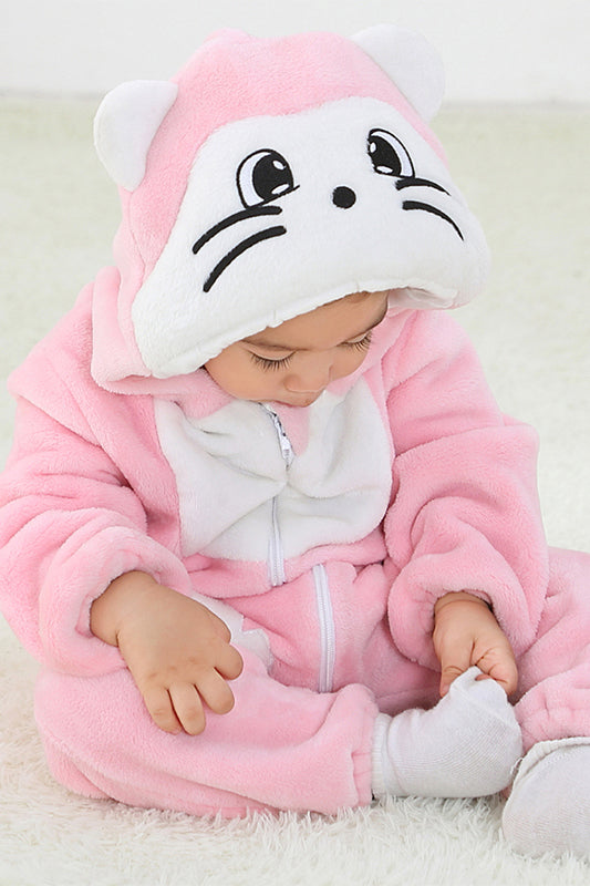 Pijama kigurumi pentru bebelusi tip salopeta din material moale si pufos CLD145-225