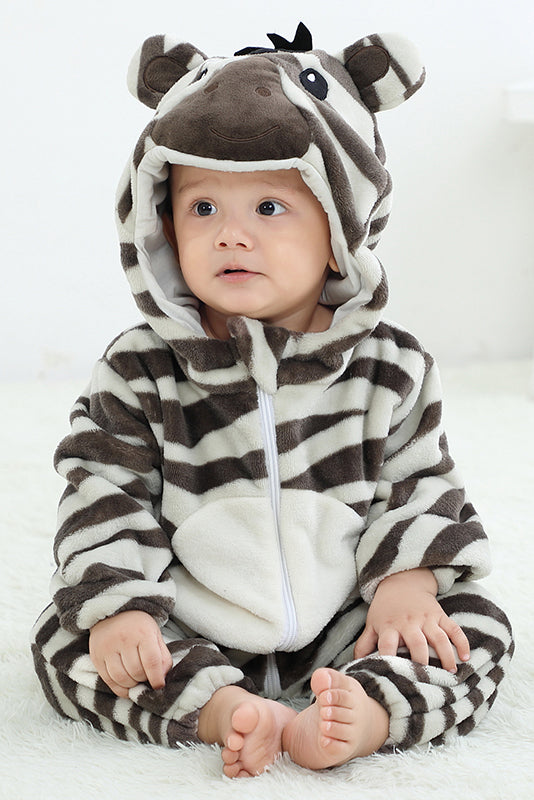 Pijama kigurumi pentru bebelusi tip salopeta din material moale si pufos CLD147-82