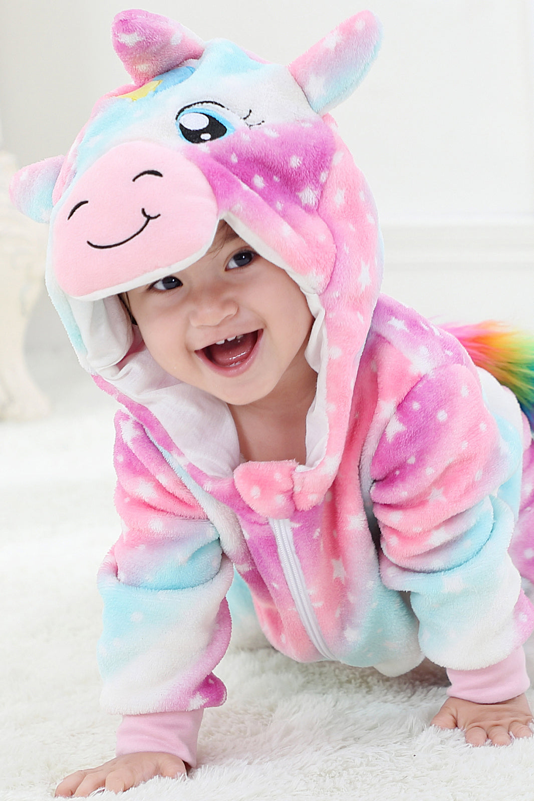 CLD148-100 Pijama kigurumi pentru bebelusi tip salopeta din material moale si pufos