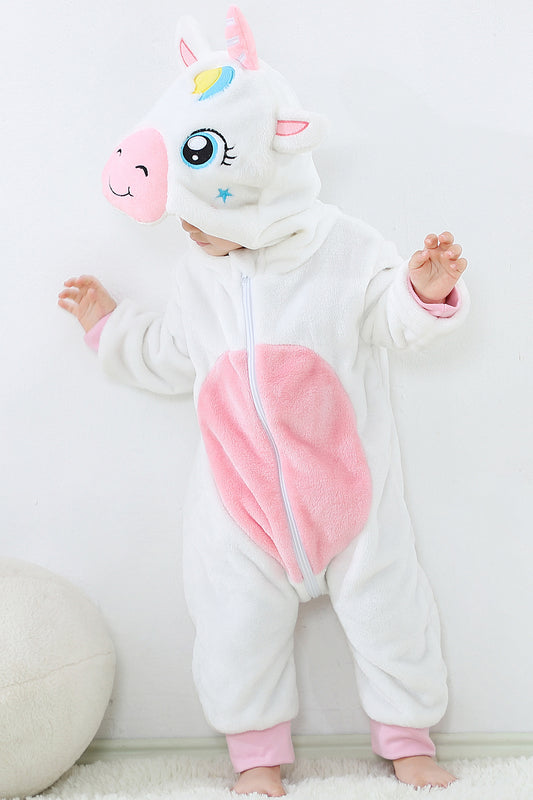 Pijama kigurumi pentru bebelusi tip salopeta din material maole si pufos CLD148-25