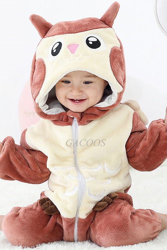 Pijama kigurumi pentru bebelusi tip salopeta din material moale si pufos CLD150-2218