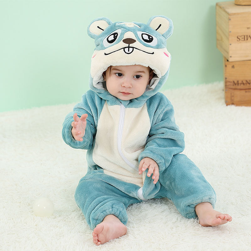 CLD154-441 Pijama kigurumi pentru bebelusi tip salopeta din material moale si pufos