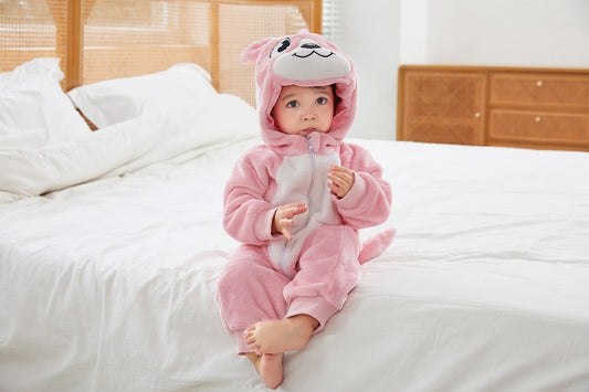 Pijama kigurumi pentru bebelusi din material moale si pufos CLD157-225