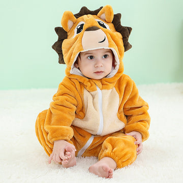 Pijama kigurumi pentru bebelusi tip salopeta din material moale si pufos CLD163-9