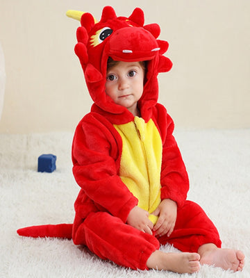 Pijama kigurumi pentru bebelusi, model dragon, tip salopeta din material moale si pufos CLD173-39