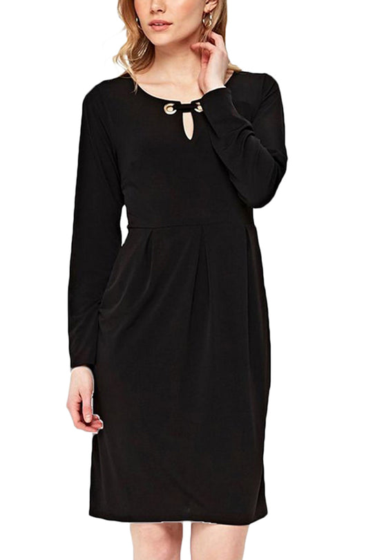 Rochie midi cu maneci lungi si decolteu rotund D642-1