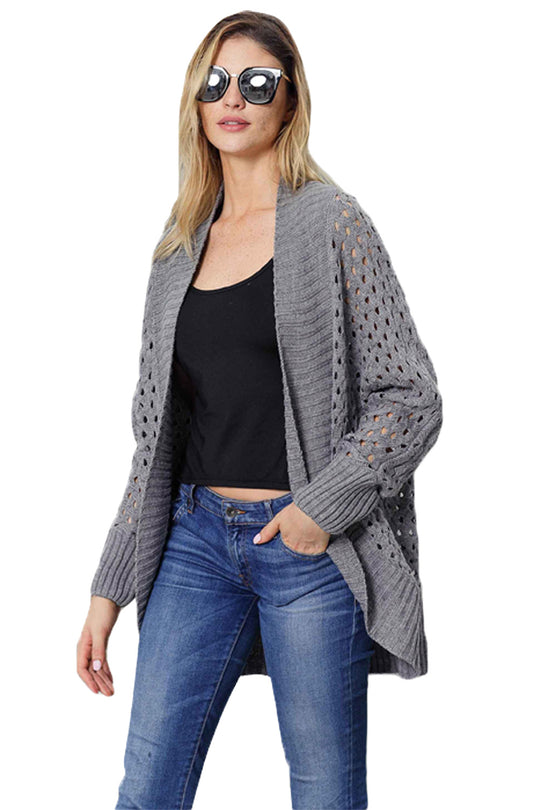 Cardigan cu maneci lungi si gaurele D647-18