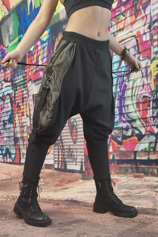 Pantaloni casual model vagabond cu turul lasat D855-1