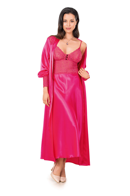 Set 2 piese lenjerie eleganta de seara din material satinat si dantela E1094-55