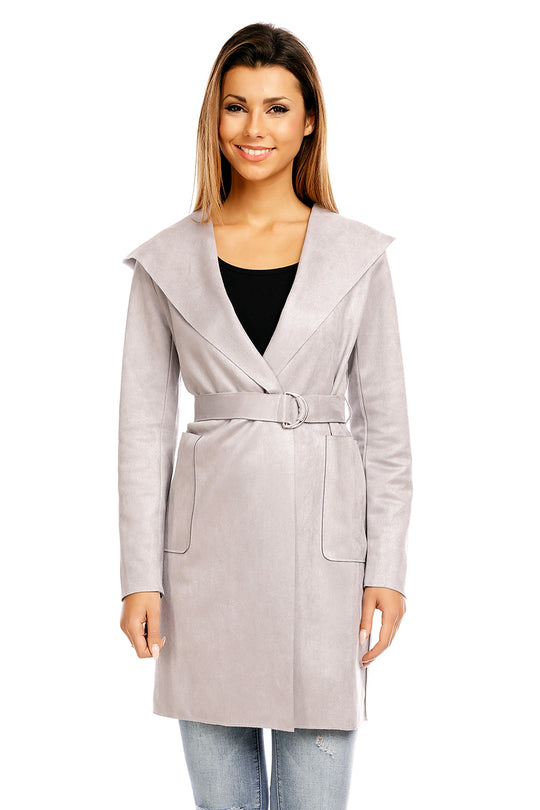 Jacheta midi cu gluga si buzunare E566-18