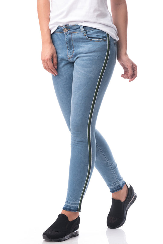 Blugi lungi skinny cu dungi pe lateral E754-411