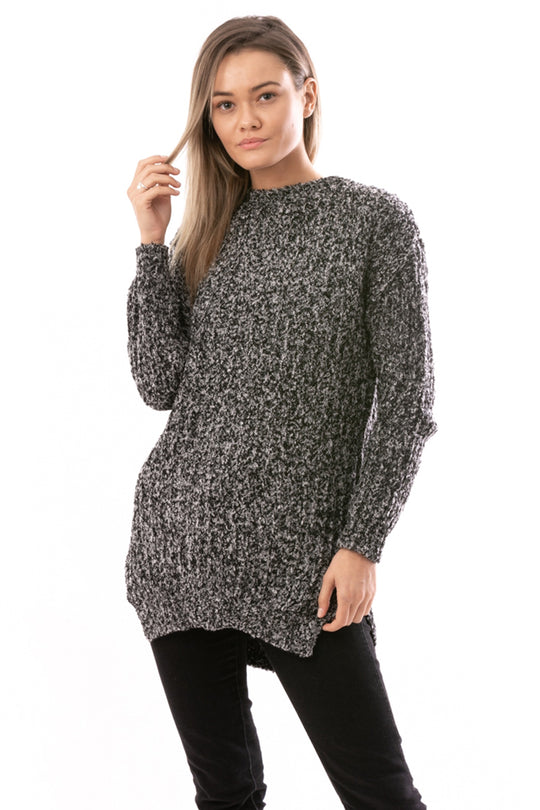 Pulover gros casual pe un croi asimetric E848-181