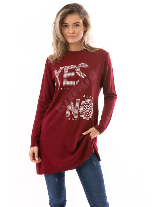 E878-81 Bluza lunga pe un croi lejer si imprimeu in fata