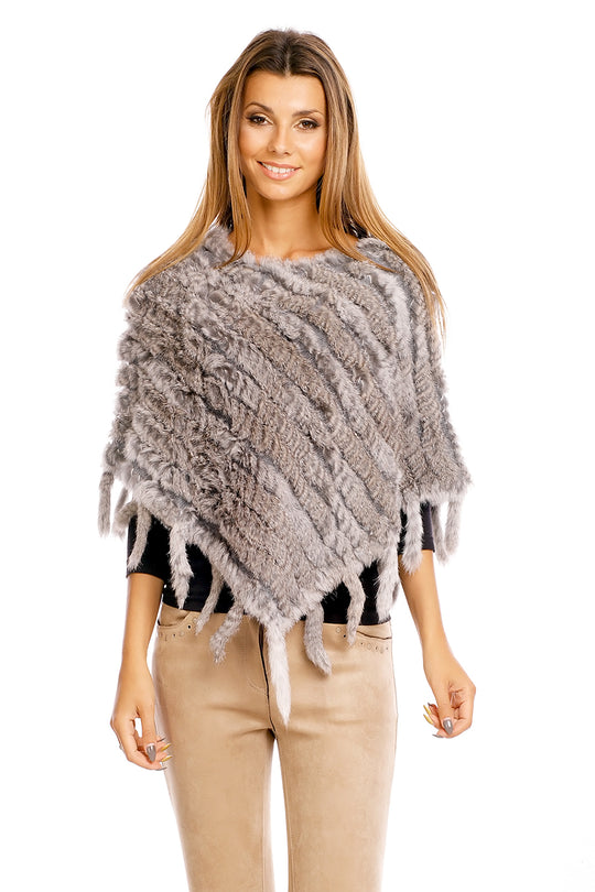 Cardigan tip poncho accesorizat cu franjuri E918-18