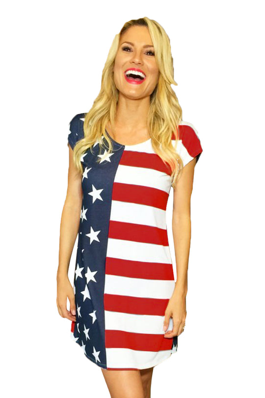 Rochie scurta de vara cu print american F557-43