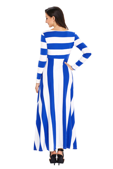 Rochie lunga maxi model cu dungi si maneci lungi F596-441