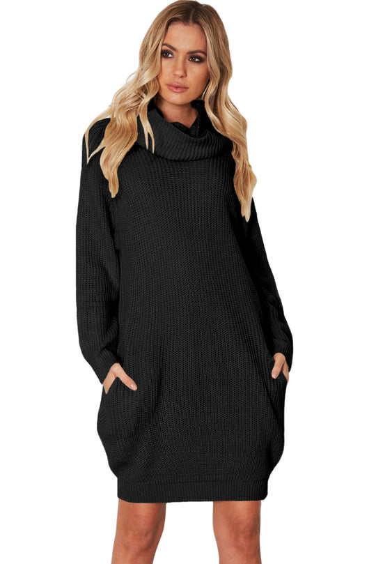 Rochie midi cu aspect tricotat si guler lejer F665-1