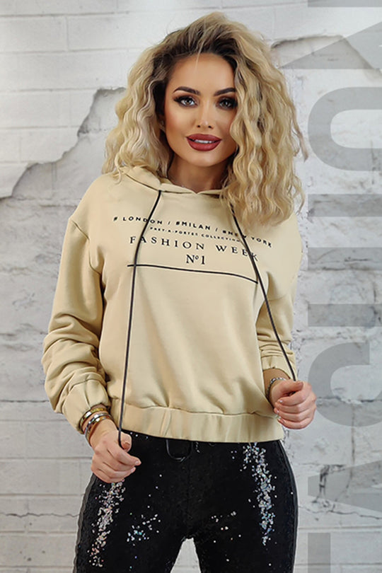 Bluza casual tip hanorac cu gluga si text inscriptionat F865-15