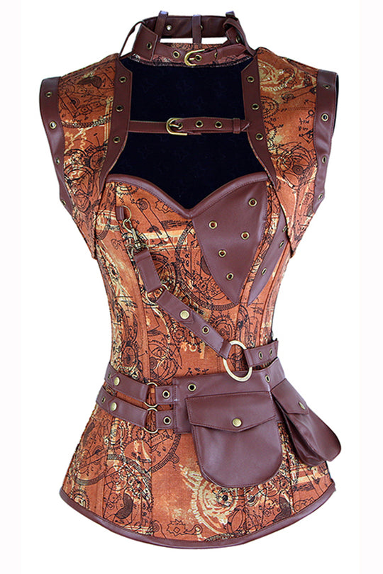 Corset cu bolero model vintage cu imprimeu G260-100