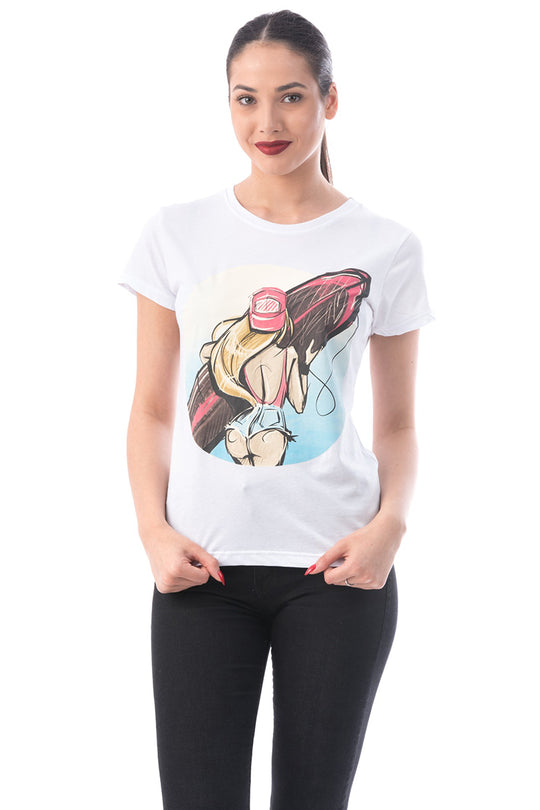 Tricou cu maneca scurta si imprimeu tip surf G296-2