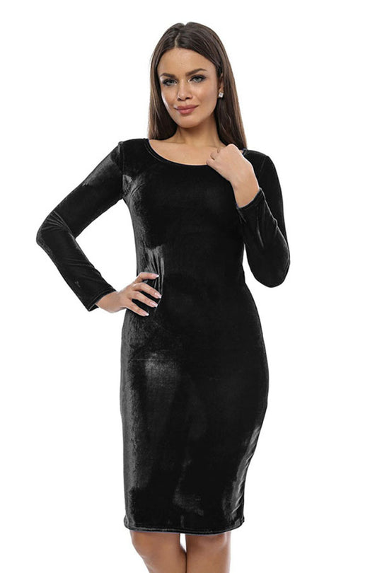 Rochie mulata din catifea cu decolteu rotund G573-1