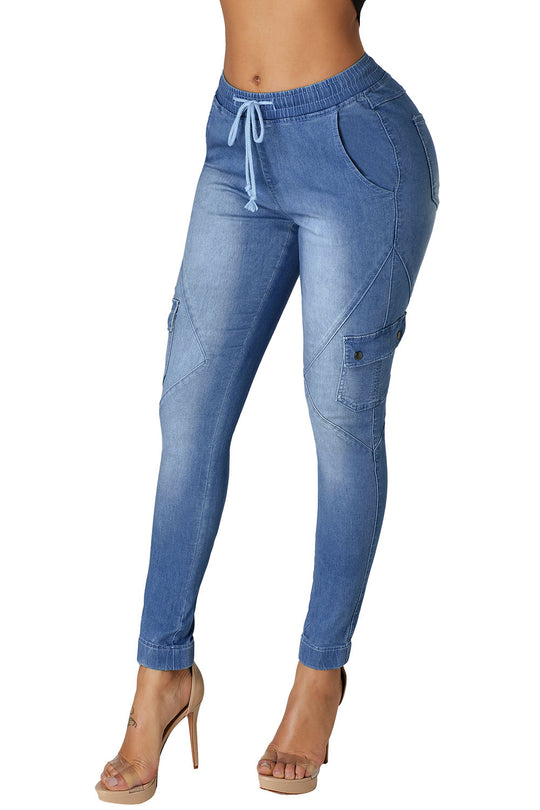 Pantaloni din denim cu buzunare laterale G656-4