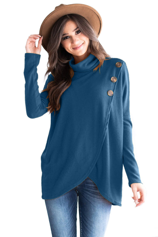 Bluza asimetrica accesorizata cu nasturi G657-4