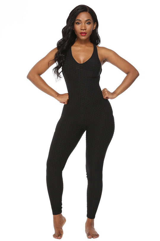 Salopeta lunga cu model texturat si spatele gol G731-1