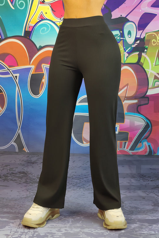 Pantaloni lungi casual model evazat din material reiat G789-1