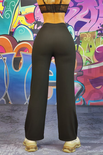 Pantaloni lungi casual model evazat din material reiat G789-1