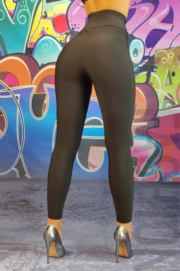 Pantaloni fashion cu talie inalta din material elastic G800-1