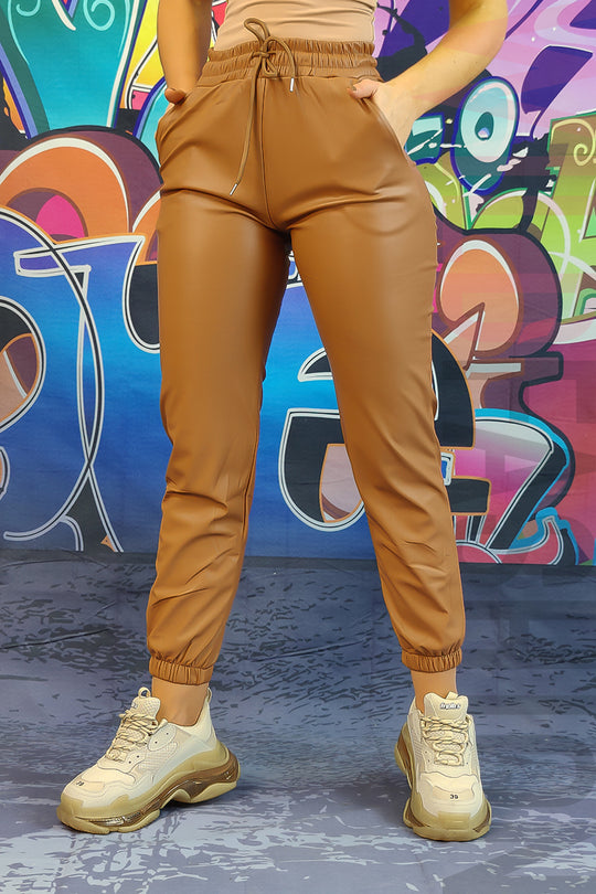 Pantaloni fashion caldurosi din imitatie piele G801-16