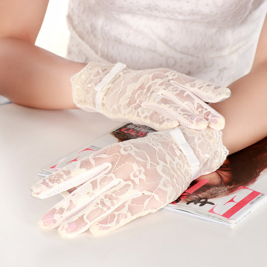 Manusi elegante din dantela decorate cu fundita GL51-2