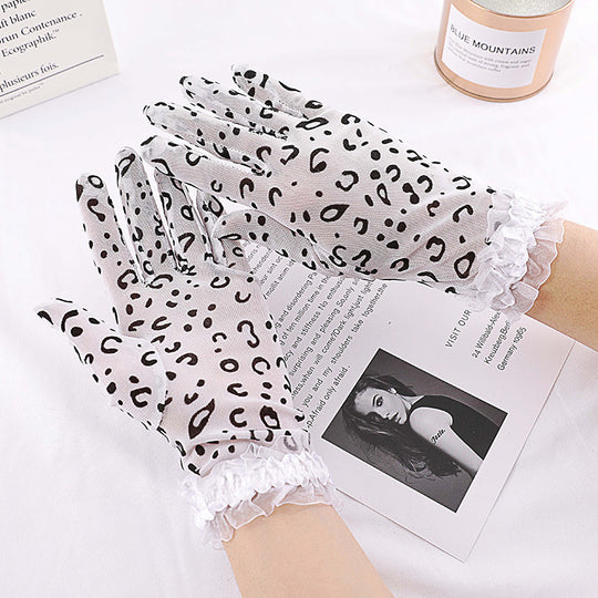 Manusi chic cu imprimeu animal print si dantela GL62-2