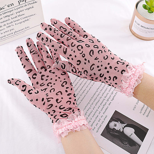 Manusi chic cu imprimeu animal print si dantela GL62-5