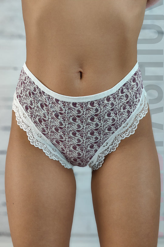 Chilot clasic din bumbac accesorizat cu dantela GS1016-100