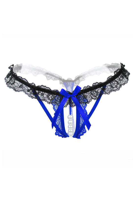 Chilot din dantela cu fundita si perle sintetice GS1035-141